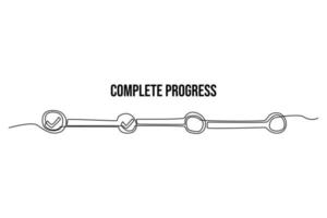 Continuous one line drawing checklist to project progress. Measurement and performance level concept. Single line draw design vector graphic illustration.