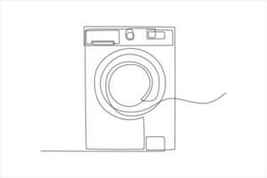 Continuous one line drawing Modern Washing Machine. Laundry service concept. Single line draw design vector graphic illustration.