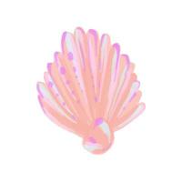 Vector Sea shell of mother-of-pearl color painted in watercolor. Summer illustration of a seashell with a pearl.