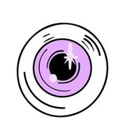 Vector Halloween purple glitter eye icon isolated on white background.