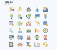 conjunto de iconos planos de bitcoin y criptomonedas vector