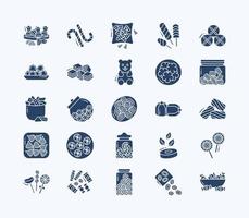 Candies and chocolates outline icon set vector