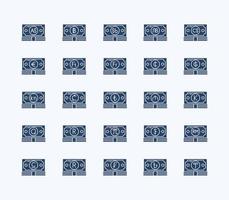 Currency solid icon set vector