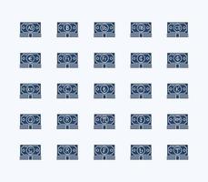 Currency solid icon set vector