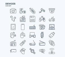 Devices and gadgets outline icon set vector