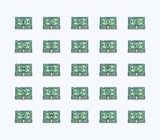 Currency linear coloured icon set vector