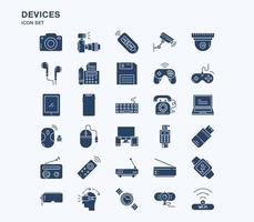 conjunto de iconos sólidos de dispositivos y gadgets vector