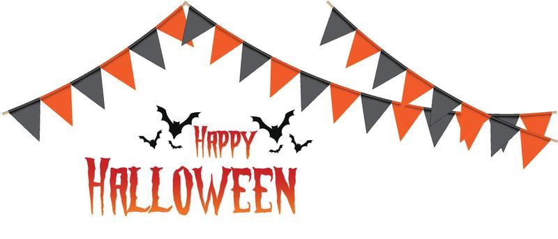 Happy halloween background. Garland of colored flags. Festive flags for decoration. Garlands of flags on a white background.Vector illustration.