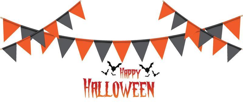 Happy halloween background. Garland of colored flags. Festive flags for decoration. Garlands of flags on a white background.Vector illustration.