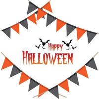Happy halloween background. Garland of colored flags. Festive flags for decoration. Garlands of flags on a white background.Vector illustration.