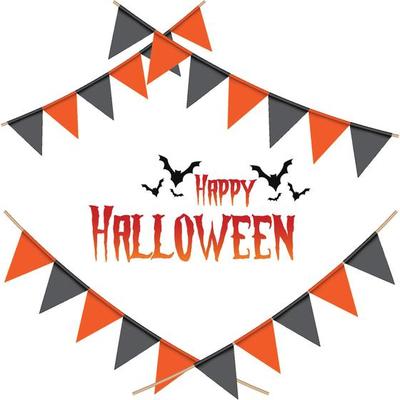 Happy halloween background. Garland of colored flags. Festive flags for decoration. Garlands of flags on a white background.Vector illustration.