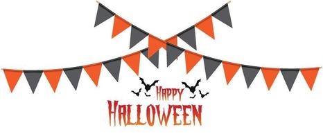 Happy halloween background. Garland of colored flags. Festive flags for decoration. Garlands of flags on a white background.Vector illustration.