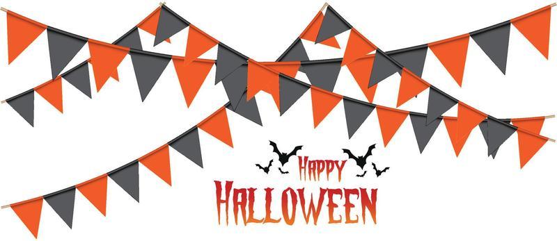 Happy halloween background. Garland of colored flags. Festive flags for decoration. Garlands of flags on a white background.Vector illustration.