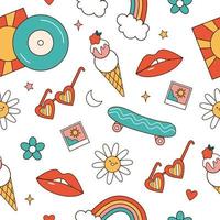 Retro groovy 70s seamless pattern. Flat vector illustration.