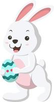 Cute little white bunny with Easter egg vector