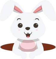 Cute little white bunny out from hole vector