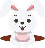 Cute little white bunny out from hole vector