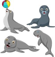 Cute arctic animals cartoon collection vector