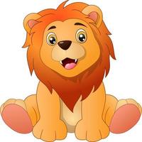 Cute lion cartoon sitting on white background vector