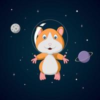 Cute hamster cartoon in outer space vector