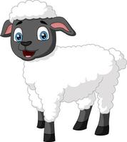 Cute happy sheep cartoon isolated on white background vector
