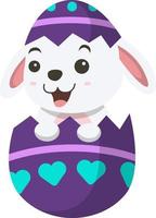 Cute white bunny inside an Easter egg vector