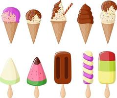 Cute ice cream collection set vector