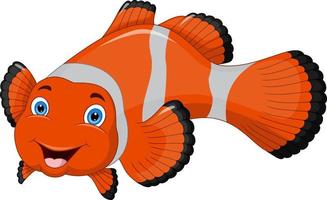 Cute clown fish cartoon on white background vector