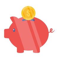 Flat design icon of piggy bank vector