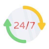 24 7hr service icon in flat design vector