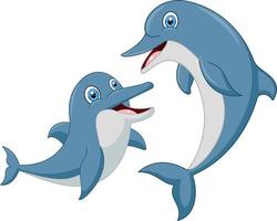 Cute mother dolphin with baby vector