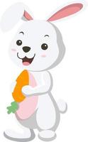 Cute white rabbit holding a carrot vector