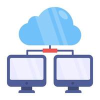 Cloud hosting icon in fiat design isolated on white background vector