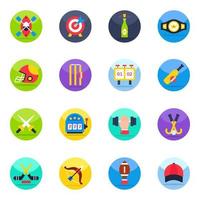 Pack of Sports Instruments Flat Icons vector