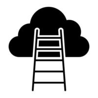 nube con escalera, icono de escalera de nubes vector