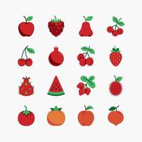 conjunto de iconos de frutas y bayas. sobre un fondo blanco. icono de vectores