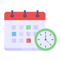 Clock with calendar, icon of timetable vector