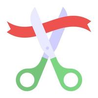 Scissors cutting ribbon denoting concept of inauguration vector