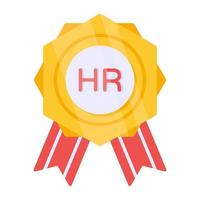 Conceptual flat design icon of hr badge vector