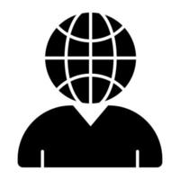 An editable design icon of global businessman vector