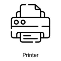 printer line icon isolated on white background vector