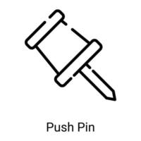 push pin line icon isolated on white background vector