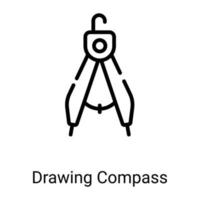 drawing compass line icon isolated on white background vector