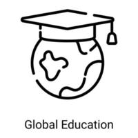 icono de línea de educación global aislado sobre fondo blanco vector