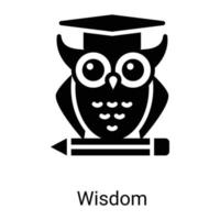sabiduría, icono de línea de búho aislado sobre fondo blanco vector