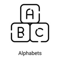 bloques de letras, icono de línea abc aislado sobre fondo blanco vector