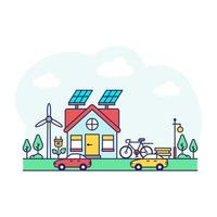 Conceptual illustration of solar building vector