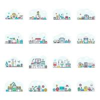 Pack of Artificial Intelligence Flat Illustrations vector