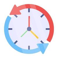 Conceptual flat design icon of time update vector