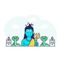 shiva, ilustración de dios indio, vector editable